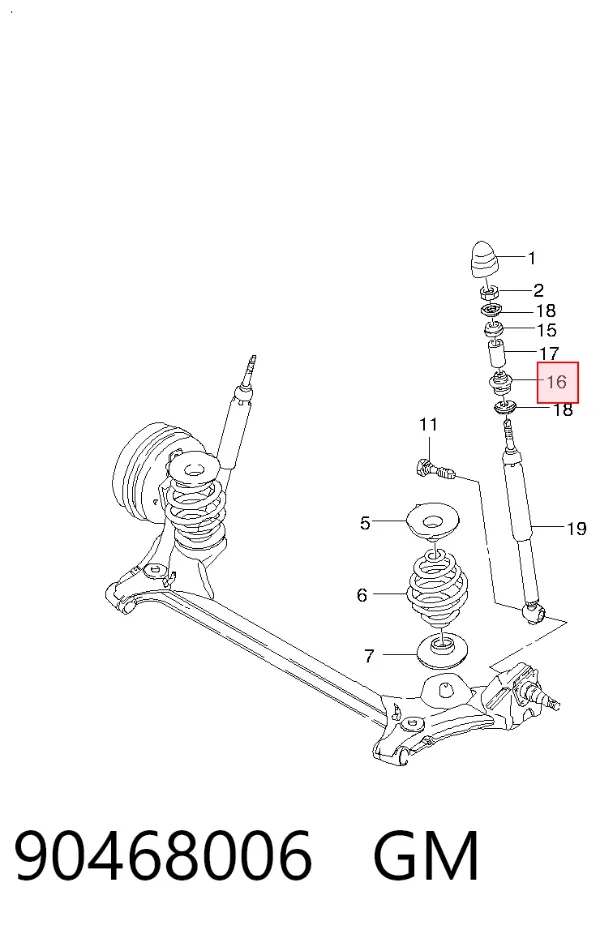 Bucha da haste de amortecedor traseiro 90468006 General Motors