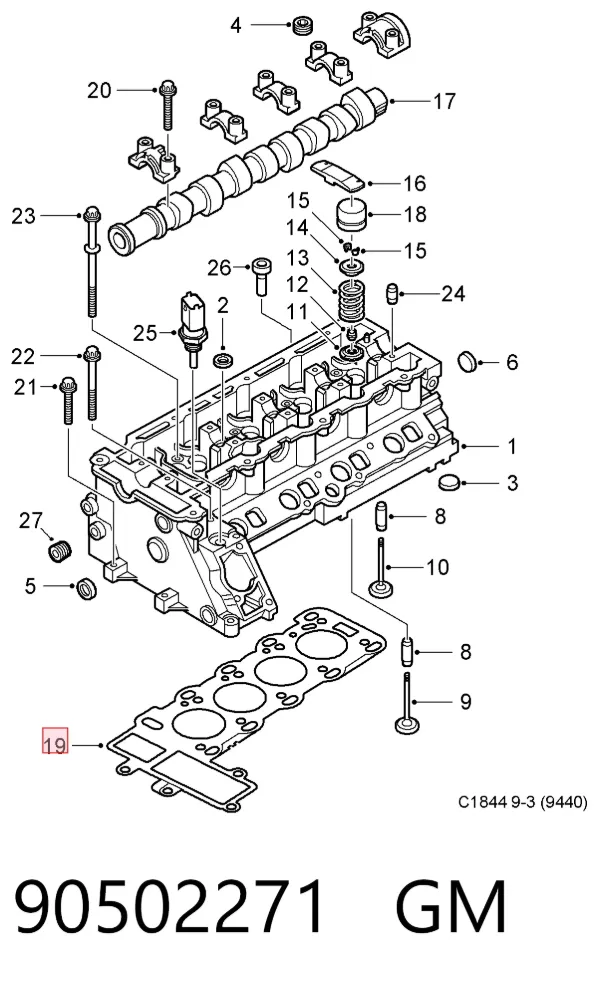 Vedante de cabeça de motor (CBC) 90502271 General Motors
