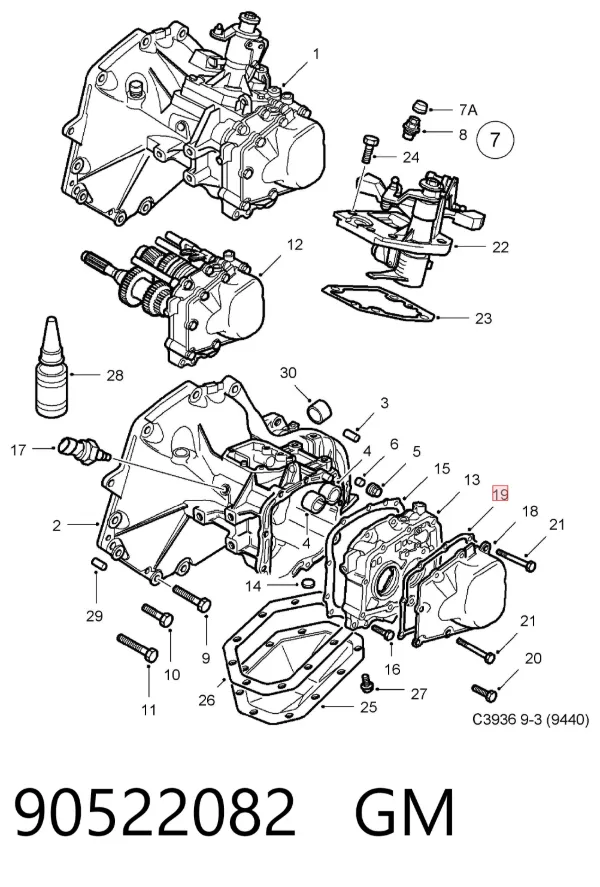 Vedante de tampa da caixa de mudança 90522082 General Motors