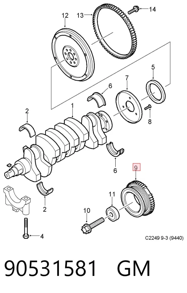 Polia de cambota 90531581 General Motors