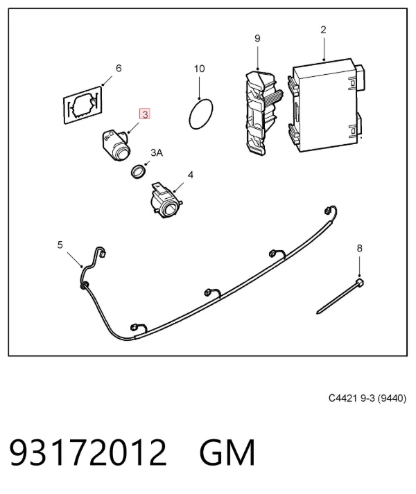 Sensor traseiro de sinalização de estacionamento (sensor de estacionamento) 93172012 General Motors