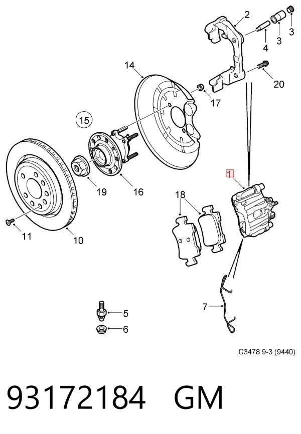 Suporte do freio traseiro esquerdo 93172184 General Motors