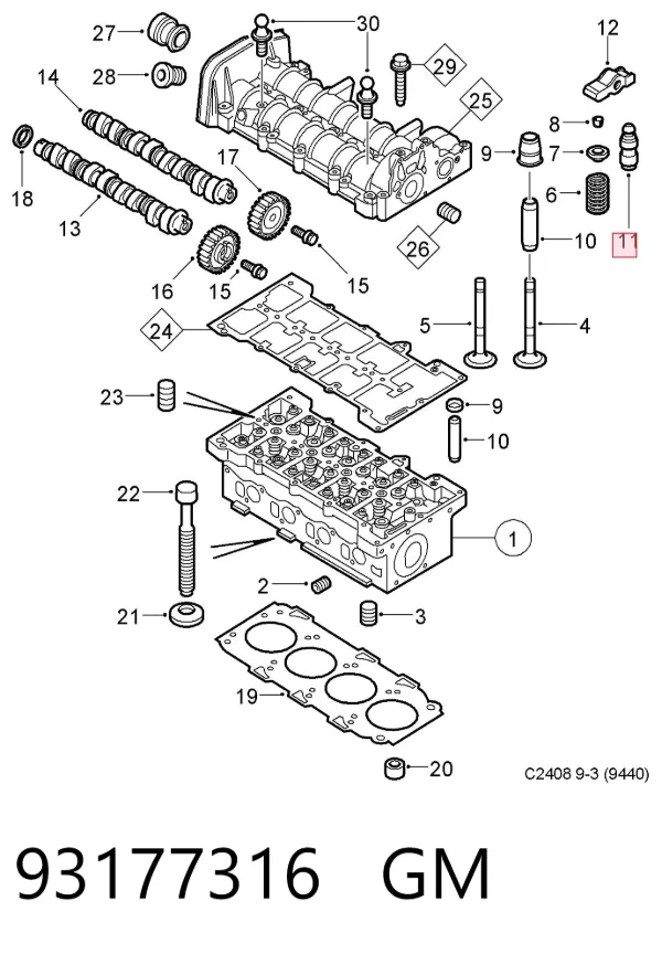Compensador hidrâulico (empurrador hidrâulico), empurrador de válvulas 93177316 General Motors