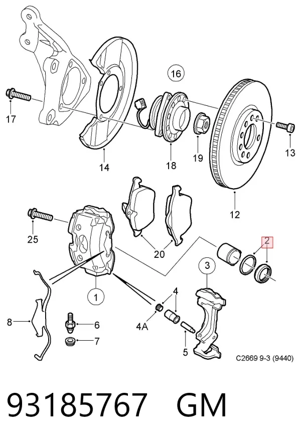 Kit de reparação de suporte do freio dianteiro 93185767 General Motors