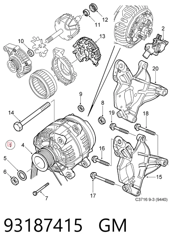 Gerador 93187415 General Motors