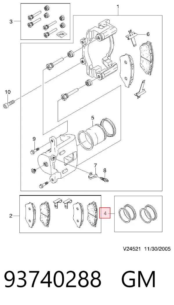 Kit de reparação de suporte do freio traseiro 93740288 General Motors