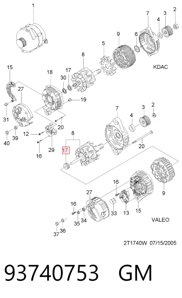 Rolamento do gerador 93740753 General Motors