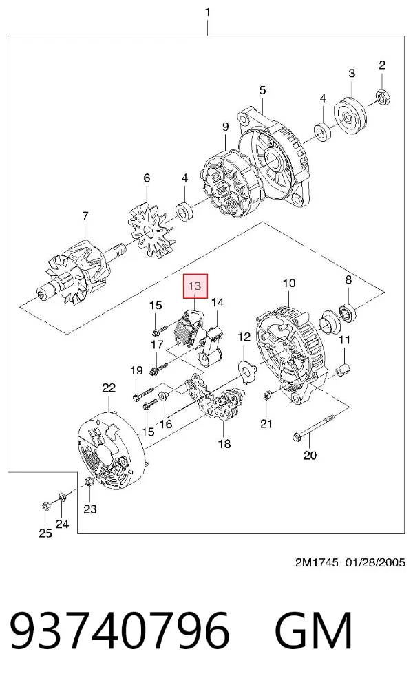 Relê-regulador do gerador (relê de carregamento) 93740796 General Motors