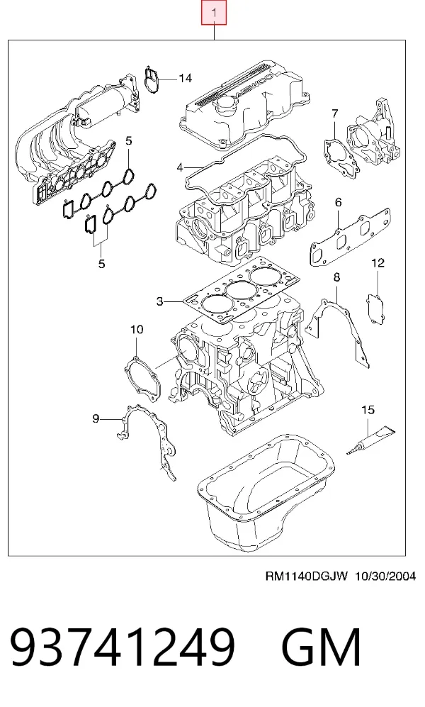 Kit superior de vedantes de motor 93741249 General Motors