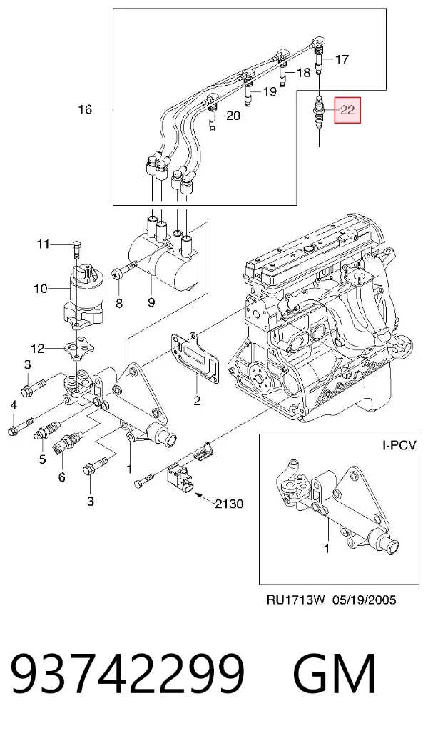 Vela de ignição 93742299 General Motors