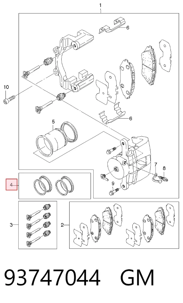 Kit de reparação de suporte do freio dianteiro 93747044 General Motors