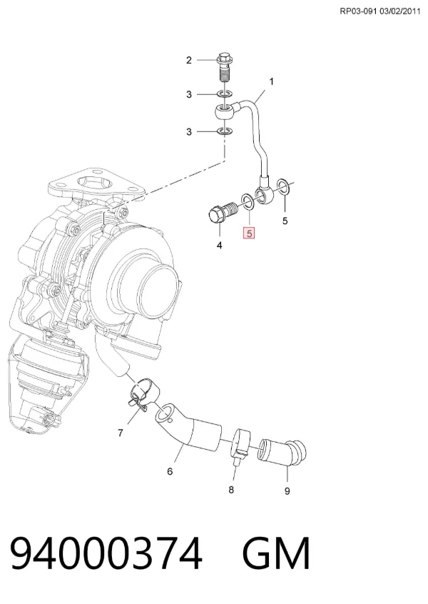 Vedante de mangueira de fornecimento de óleo de turbina 94000374 General Motors