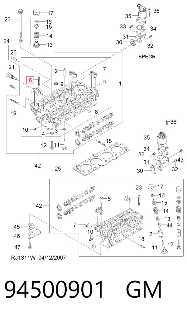 Parafuso de cama da árvore distribuidora 94500901 General Motors