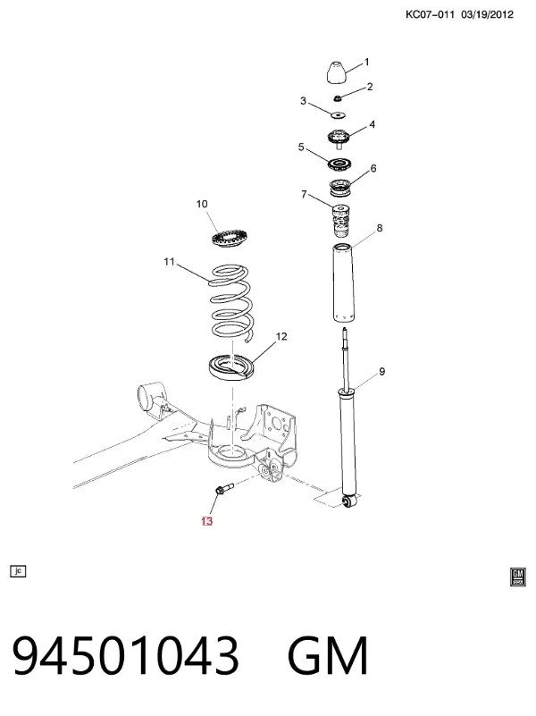 Parafuso de cubo 94501043 General Motors