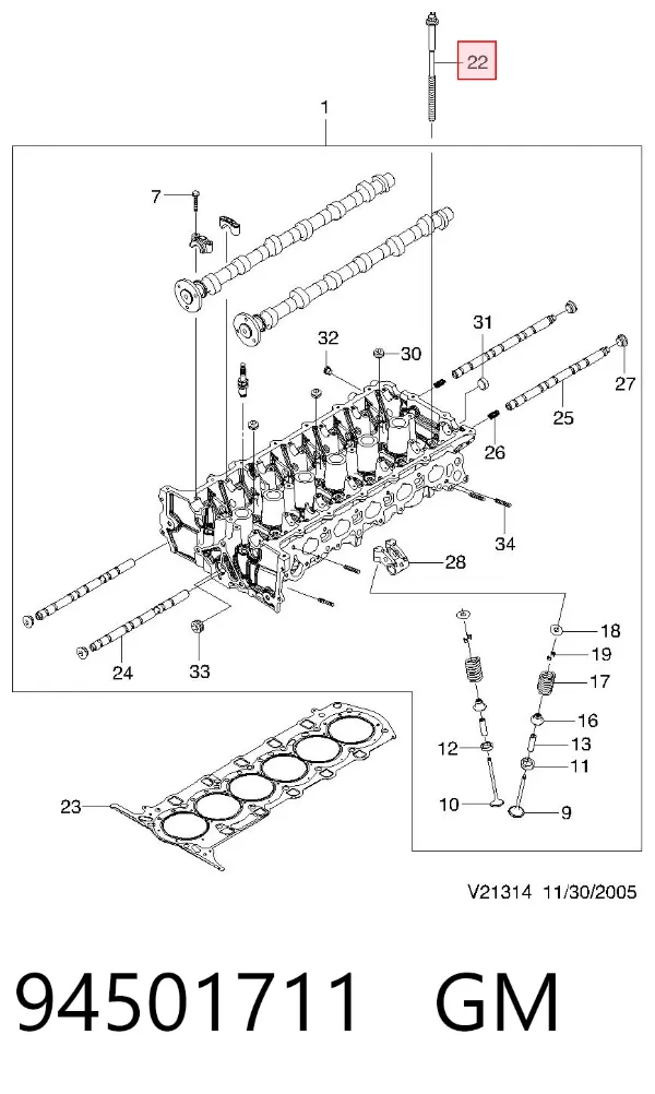 Parafuso de cabeça de motor (CBC) Chevrolet Epica I