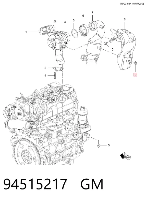Porca de fixação de braço oscilante (do braço) de limpador pára-brisas 94515217 General Motors