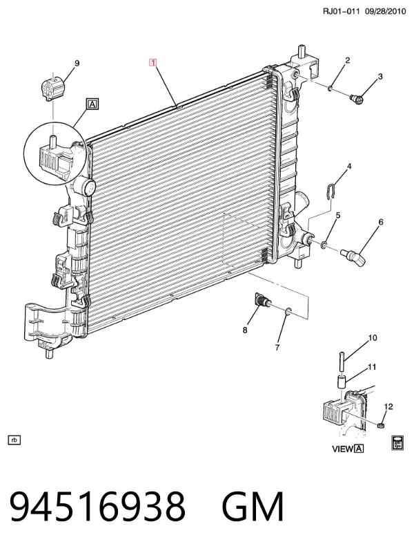 Radiador de esfriamento de motor 94516938 General Motors