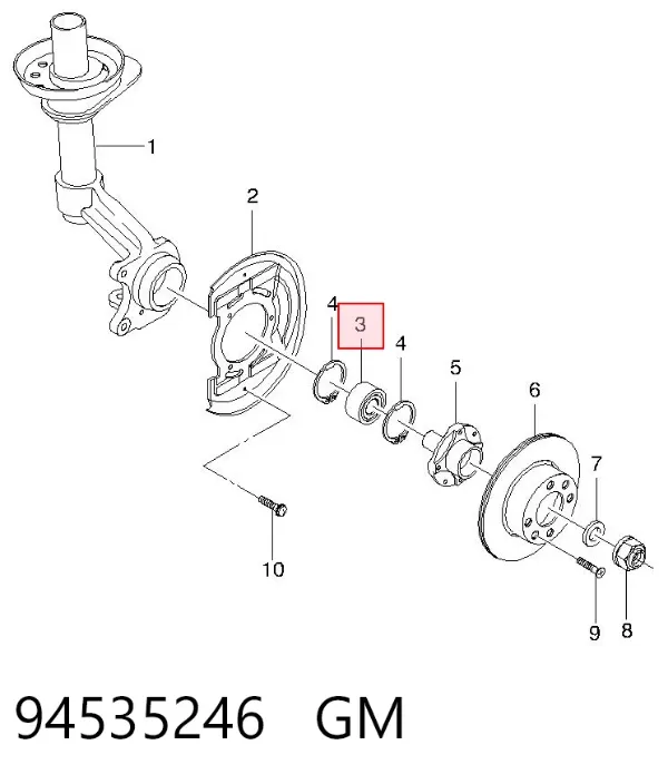 Rolamento de cubo dianteiro 94535246 General Motors