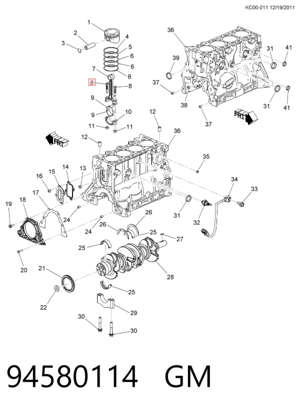 Parafuso de biela 94580114 General Motors