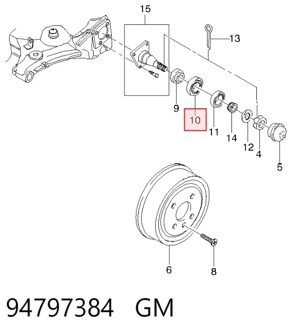 Rolamento interno de cubo traseiro 94797384 General Motors