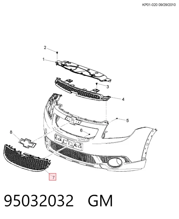 Grelha do radiador Chevrolet Orlando J309