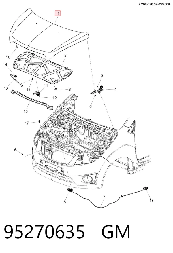 Capota 95270635 General Motors