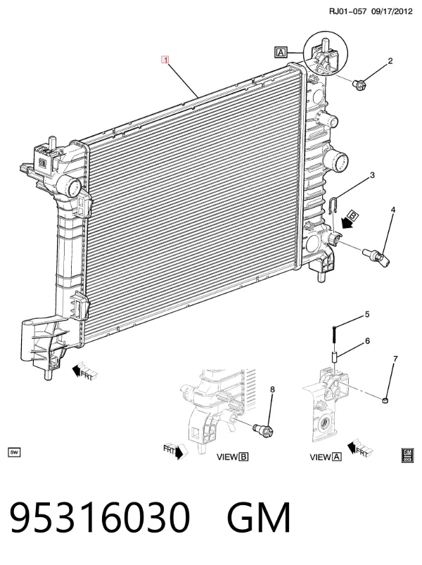 Radiador de esfriamento de motor 95316030 General Motors