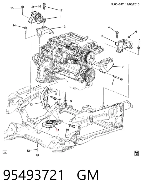 Coxim (suporte) traseiro de motor 95493721 General Motors