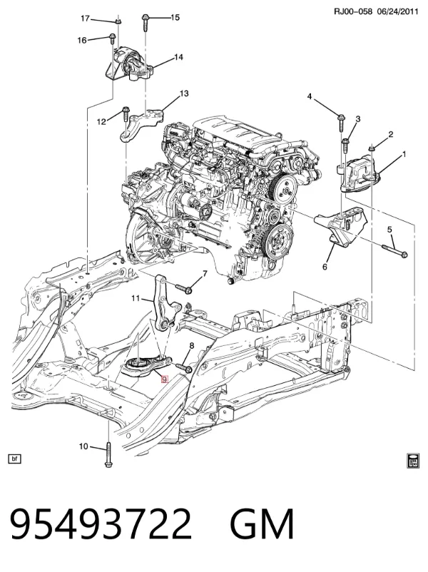 Coxim (suporte) traseiro de motor 95493722 General Motors