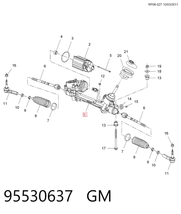 Cremalheira da direção 95530637 General Motors