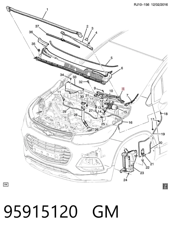 Trapézio de limpador pára-brisas 95915120 General Motors