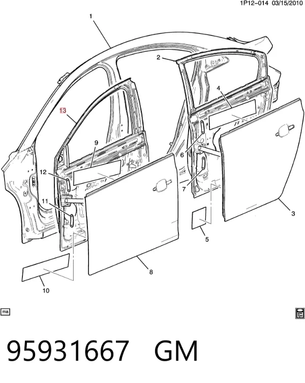 Porta dianteira esquerda 95931667 General Motors