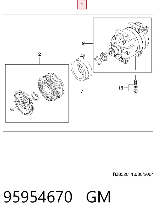 Compressor de aparelho de ar condicionado 95954670 General Motors