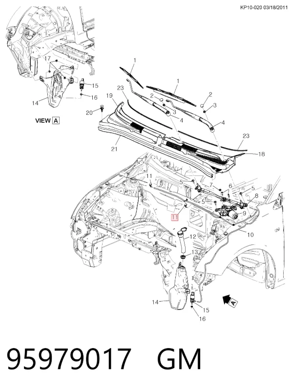 Injetor de fluido para lavador de pára-brisas 95979017 General Motors