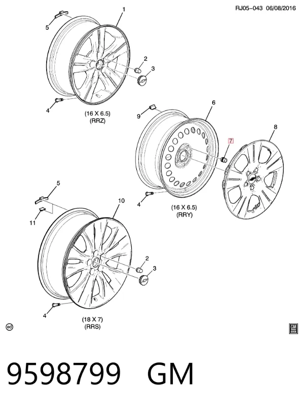 Porca de roda 9598799 General Motors
