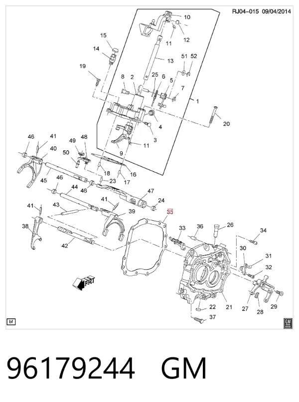 Vedante de tampa da caixa de mudança 96179244 General Motors