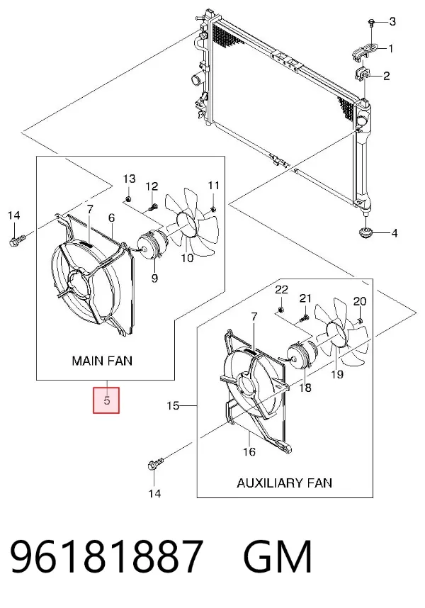 Difusor do radiador de esfriamento, montado com motor e roda de aletas 96181887 General Motors