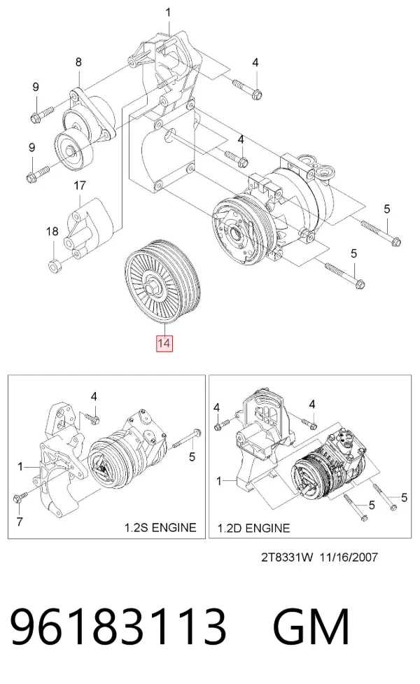 Rolo parasita da correia de transmissão 96183113 General Motors
