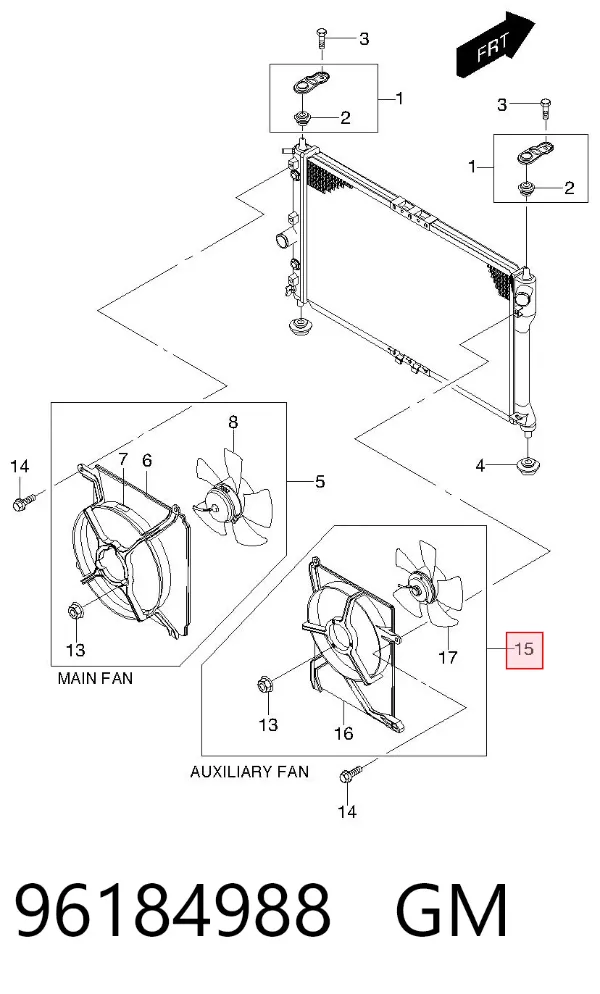 Difusor do radiador de aparelho de ar condicionado, montado com roda de aletas e o motor 96184988 General Motors