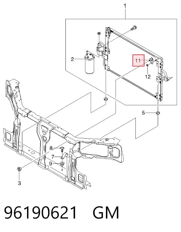 Consola de fixação do radiador de aparelho de ar condicionado 96190621 General Motors