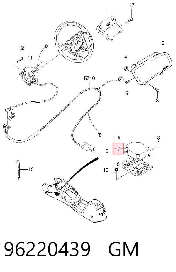 Módulo processador de controlo da bolsa de ar (Centralina eletrônica AIRBAG) 96220439 General Motors