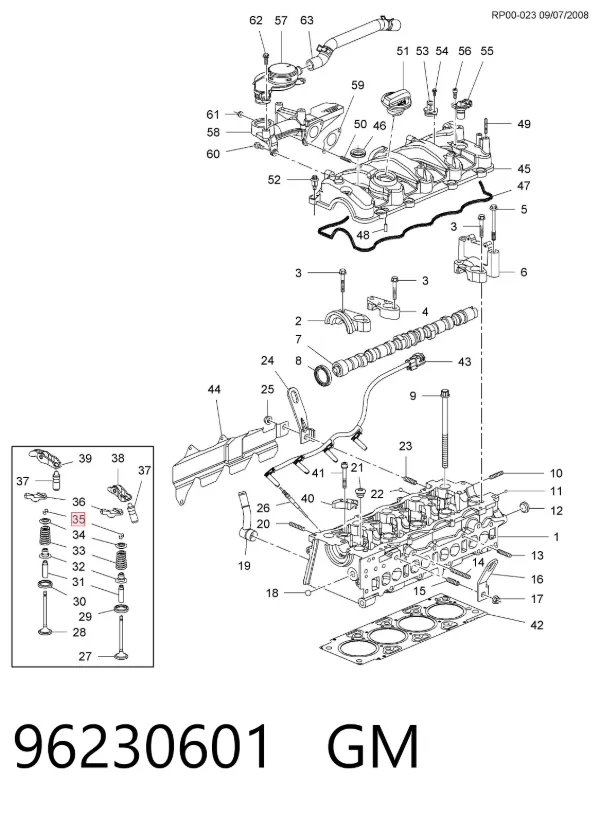 Peça inserida de válvula 96230601 General Motors