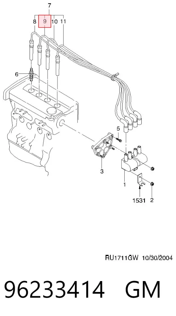 Fios de alta voltagem, kit 96233414 General Motors