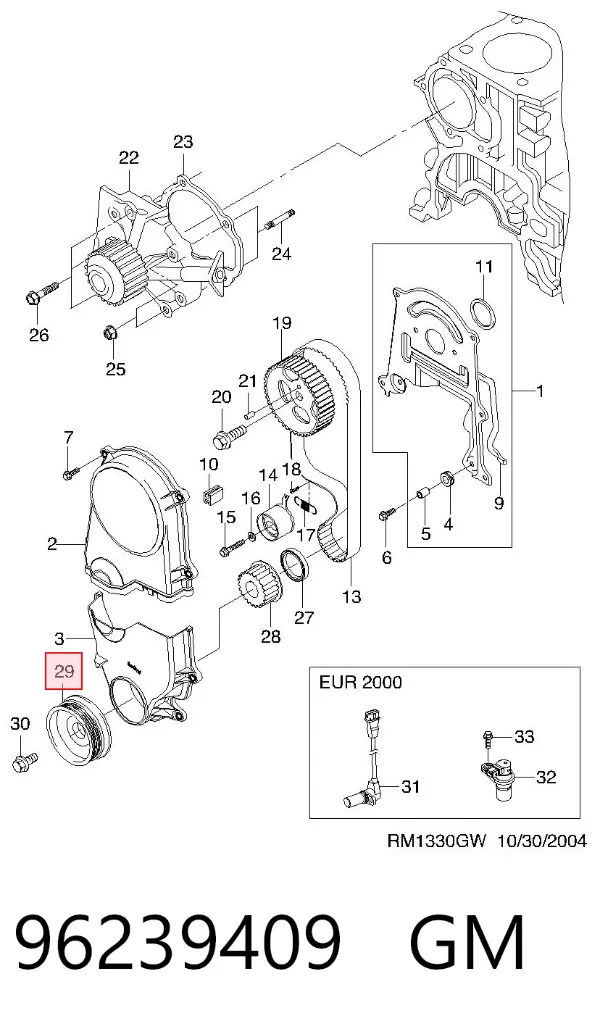 Polia de cambota 96239409 General Motors