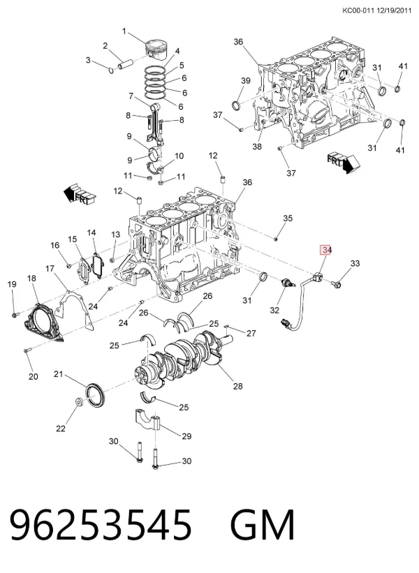 Sensor de detonação 96253545 General Motors