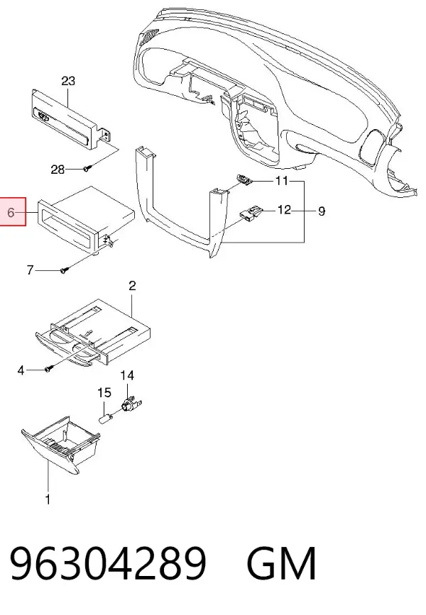 Poço de aparelhagem de som 96304289 General Motors