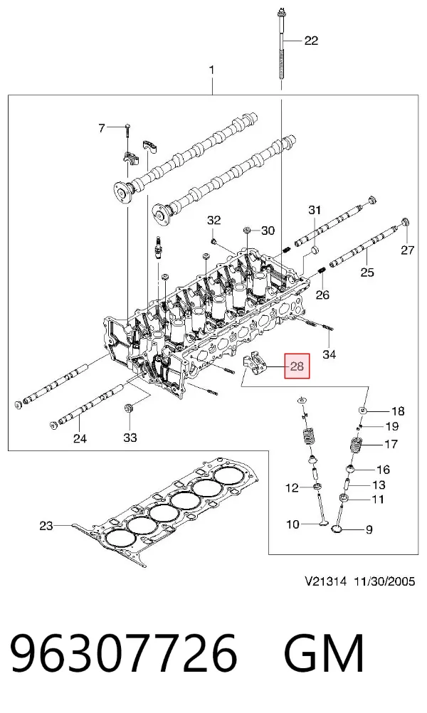 Balanceiro de válvula (balanceiro de válvulas) Chevrolet Epica I