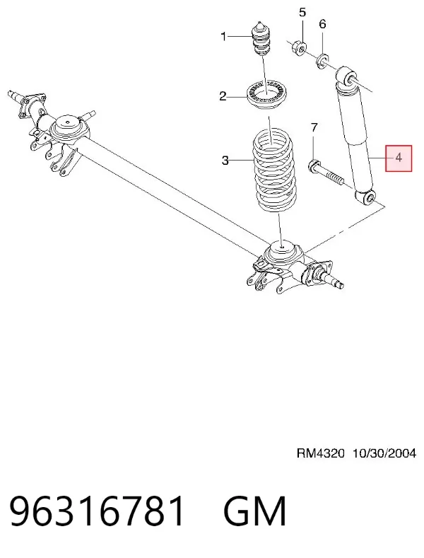 Amortecedor traseiro 96316781 General Motors