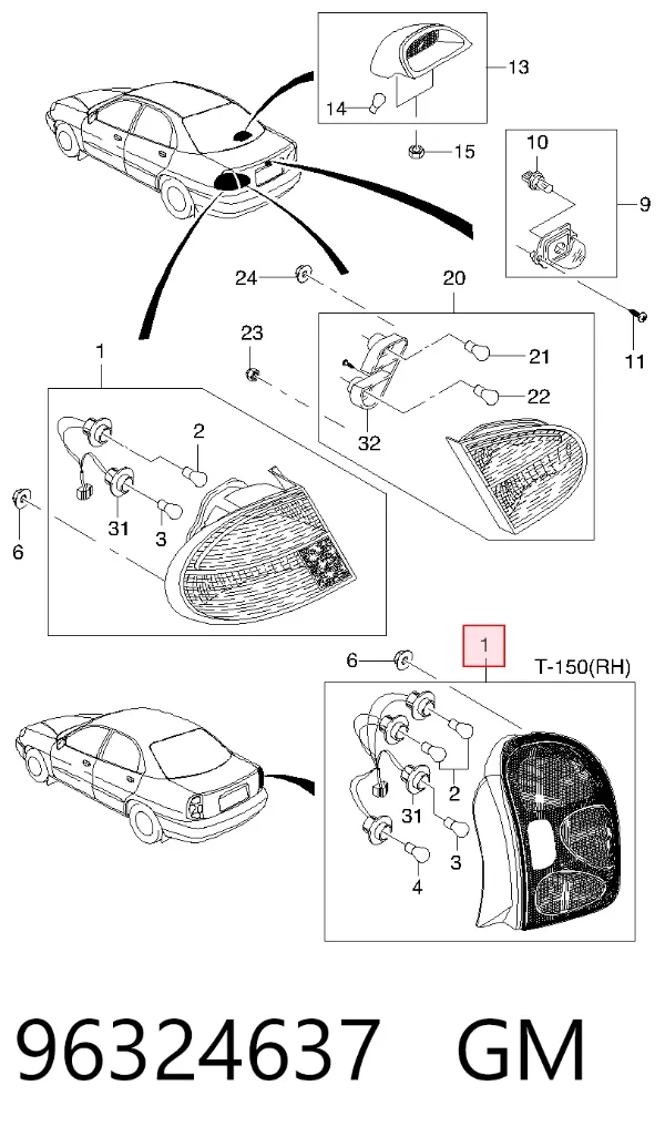 Lanterna traseira direita externa 96324637 General Motors