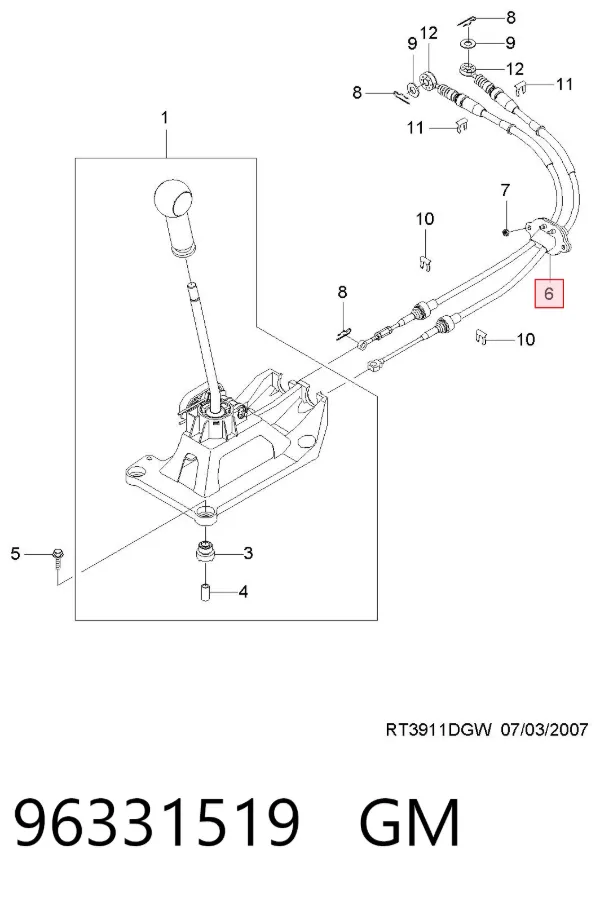 Cabo de mudança duplo Chevrolet Aveo I
